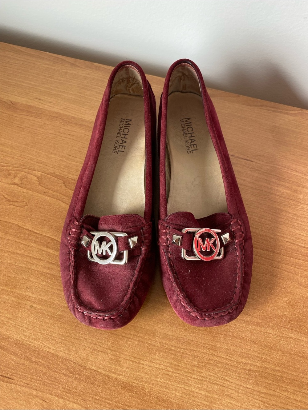 Michael Kors Women's Burgundy Suede MK Logo Loafers